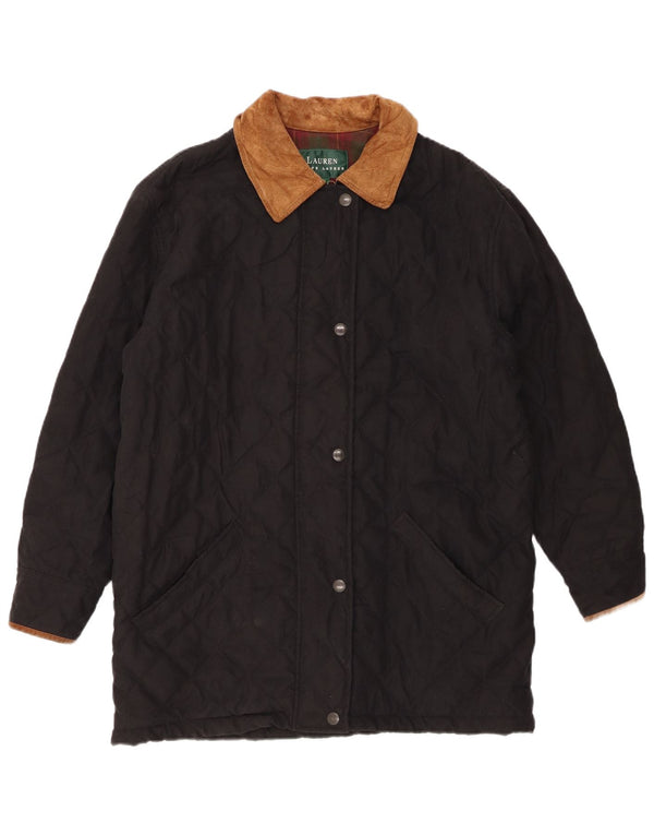 Damski, oversize'owy pikowany płaszcz Ralph Lauren US 4 Small Black Colorblock