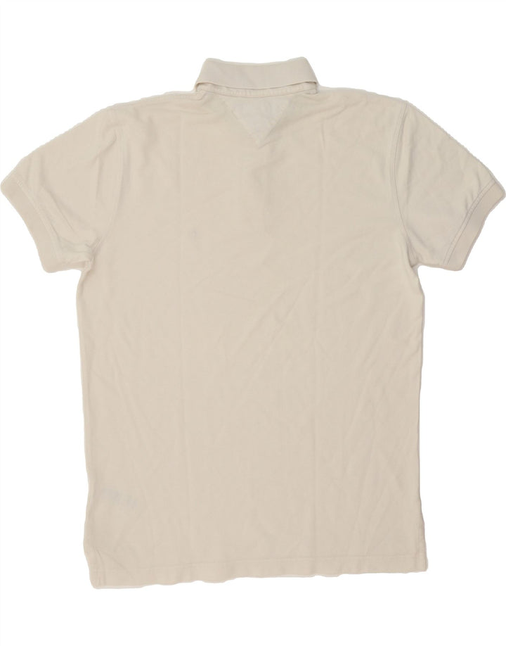 TOMMY HILFIGER Mens Polo Shirt Large Off White Cotton Vintage Tommy Hilfiger and Second-Hand Tommy Hilfiger from Messina Hembry 