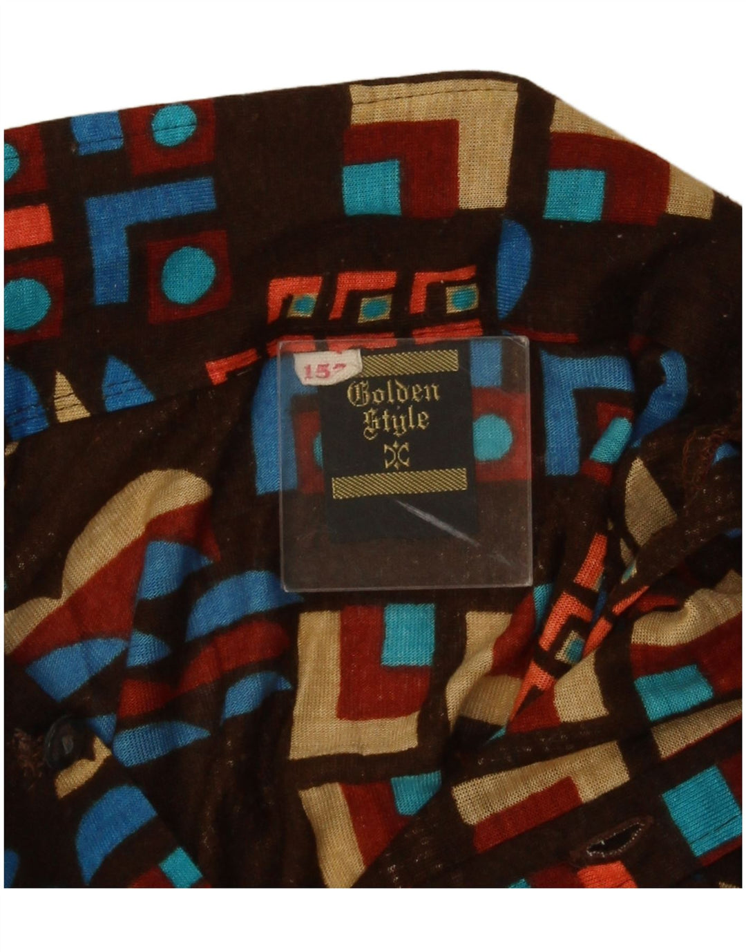 Koszula chłopięca w stylu vintage 11-12 lat, brązowa, geometryczna, poliakrylowa