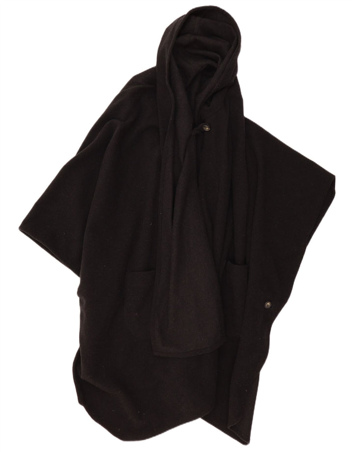 Damski płaszcz poncho z kapturem VINTAGE, jeden rozmiar, czarny