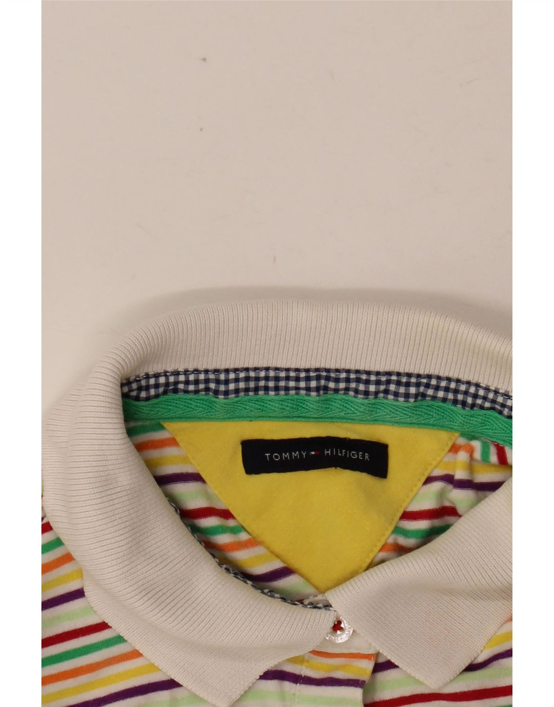 Damska koszulka polo TOMMY HILFIGER UK 8 w małe wielokolorowe paski