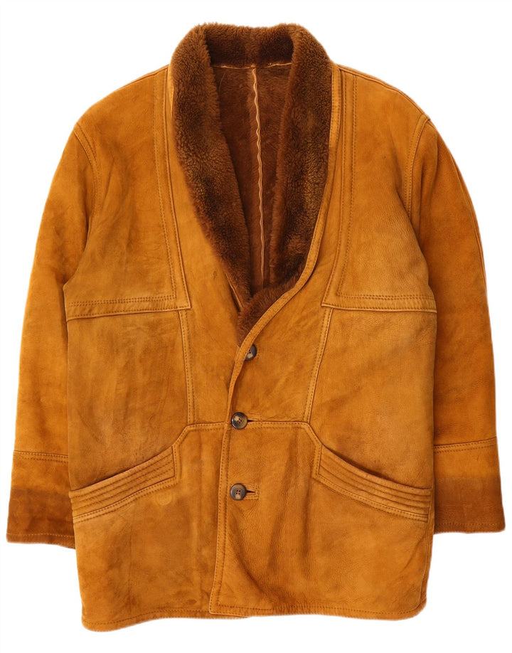 Płaszcz męski w stylu vintage IT 46 Mały brązowy barankowy