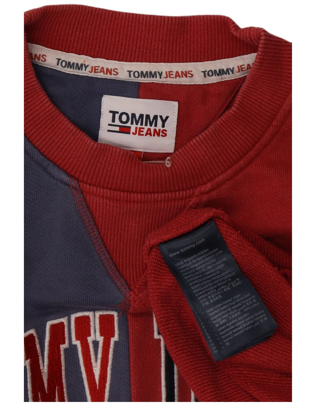 Męska bluza z grafiką Tommy Hilfiger XL, bawełniana w bloki kolorów, czerwona