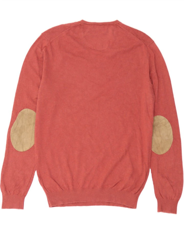 MASSIMO DUTTI Mens V-Neck Jumper Sweater Large Red Cotton Vintage Massimo Dutti and Second-Hand Massimo Dutti from Messina Hembry 