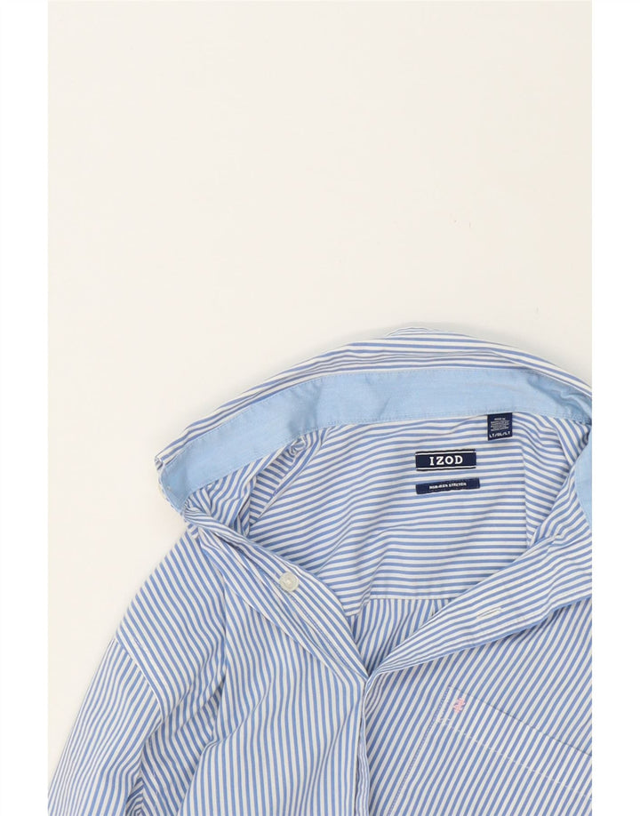 IZOD Mens NON - IRON Shirt Large Blue Striped Cotton Vintage Izod and Second-Hand Izod from Messina Hembry 