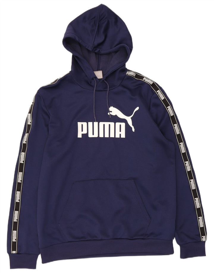Męski sweter z kapturem Puma z grafiką, duży, granatowy, poliester