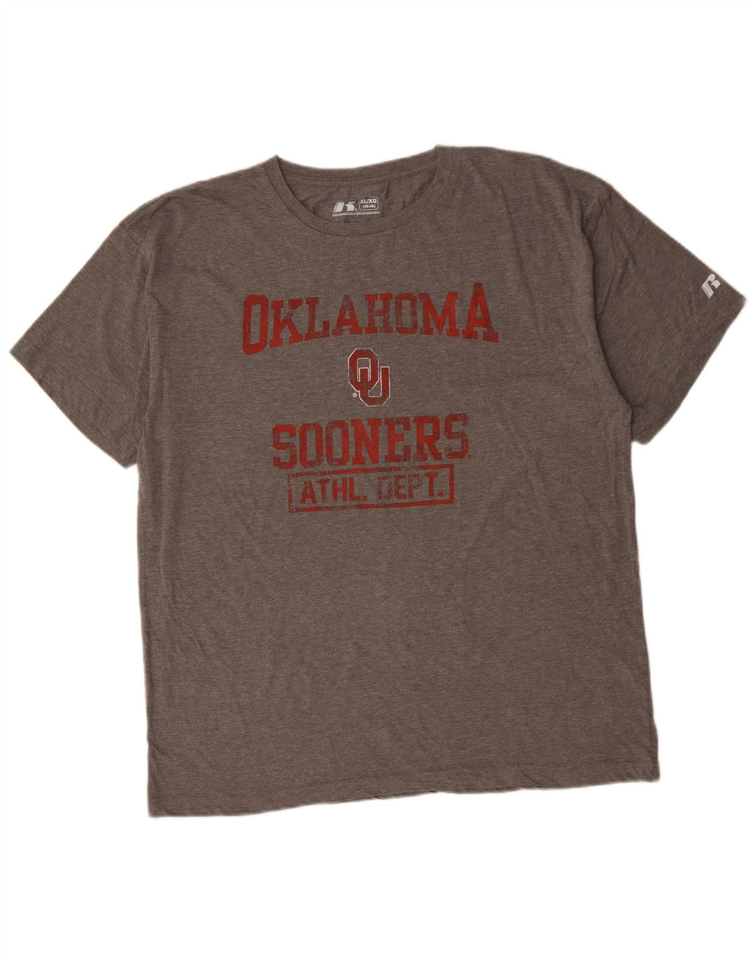 Męski T-shirt z grafiką RUSSELL ATHLETIC Oklahoma Sooners, rozmiar XL, szary