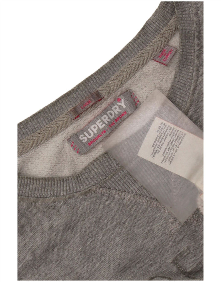 Damski sweter oversize Superdry Graphic UK 16, duży, szary, bawełniany