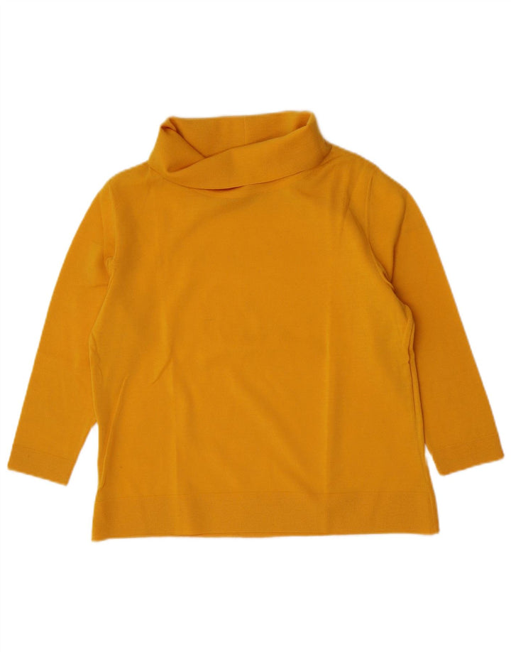 Vintage damski top z golfem i rękawami 3/4, UK 14, średni żółty