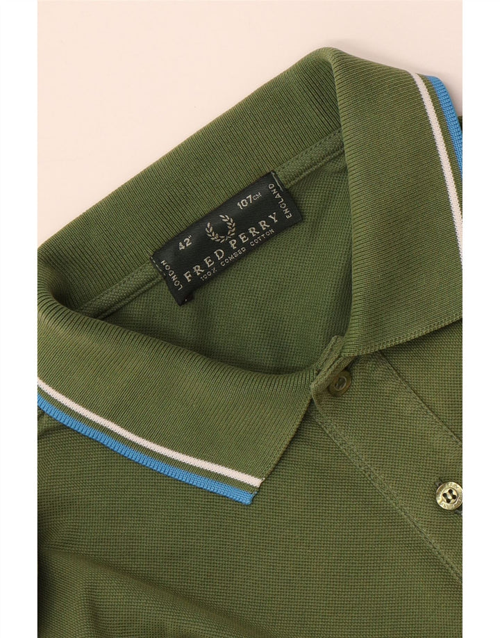 Męska koszulka polo FRED PERRY, średnia, zielona bawełna