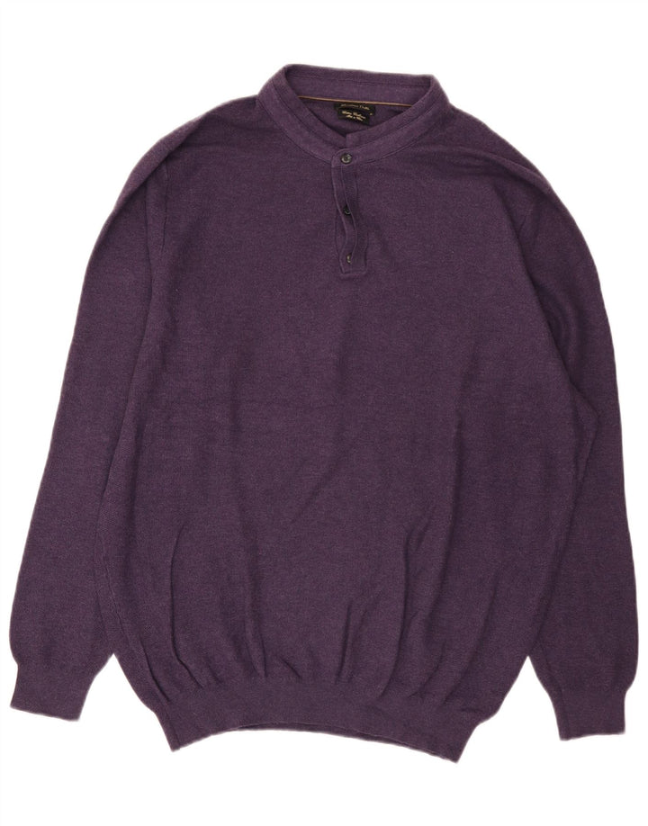 Męski sweter zapinany na guziki Massimo Dutti 2XL, fioletowa bawełna