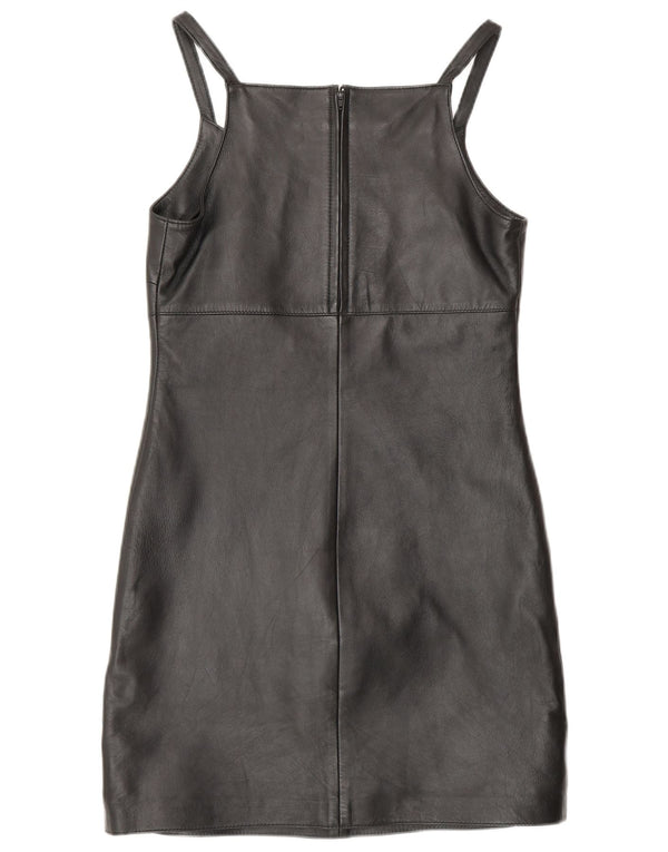 MADDOX Damska sukienka skórzana bez rękawów, UK 10, mała, czarna skóra