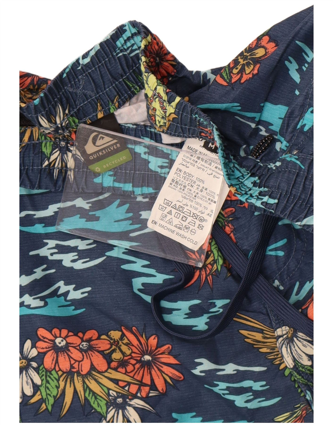 Męskie spodenki kąpielowe Quiksilver, średni granatowy, kwiatowy poliester