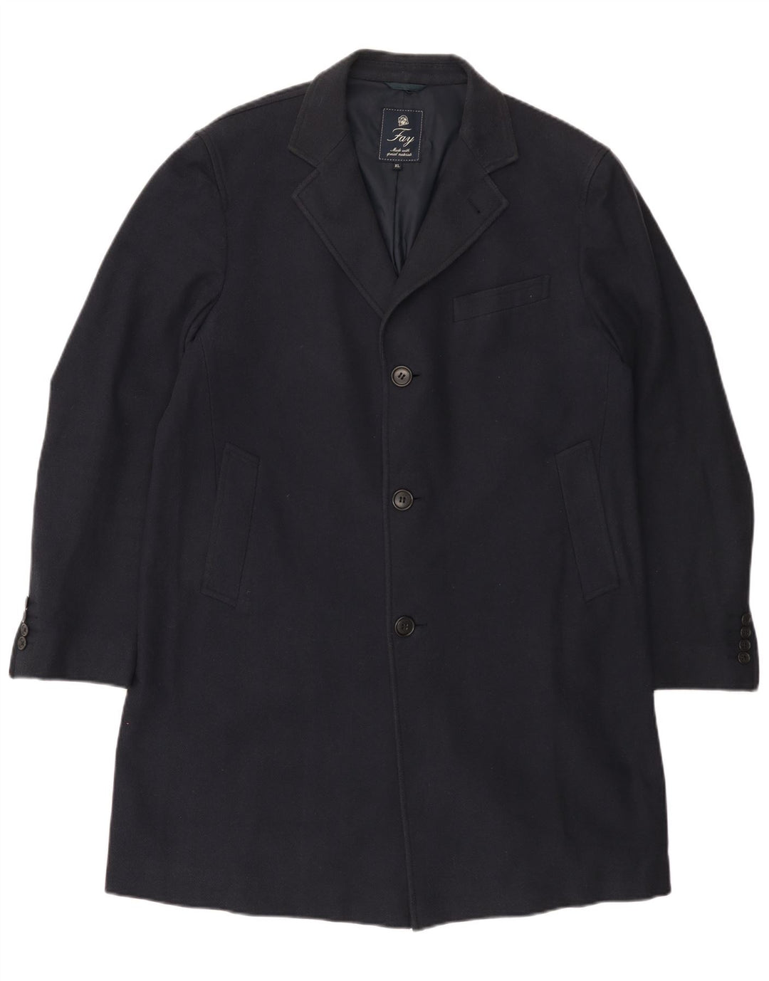 Płaszcz damski FAY UK 18 XL, granatowy, bawełniany w jodełkę