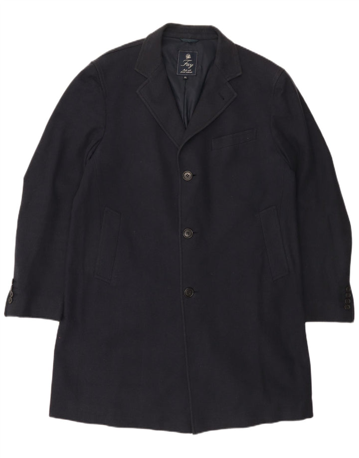 Płaszcz damski FAY UK 18 XL, granatowy, bawełniany w jodełkę