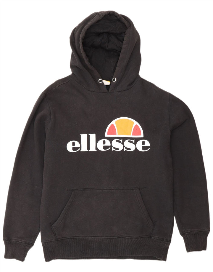 Męski sweter z kapturem i grafiką ELLESSE, średni czarny, bawełniany