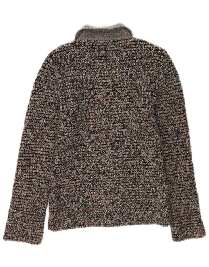 Sweter damski Onyx Cardigan UK 12 Średnioszary, wełniany nakrapiany