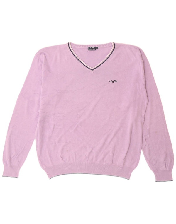 Męski sweter z dekoltem w kształcie litery V Lotto XL, fioletowa bawełna