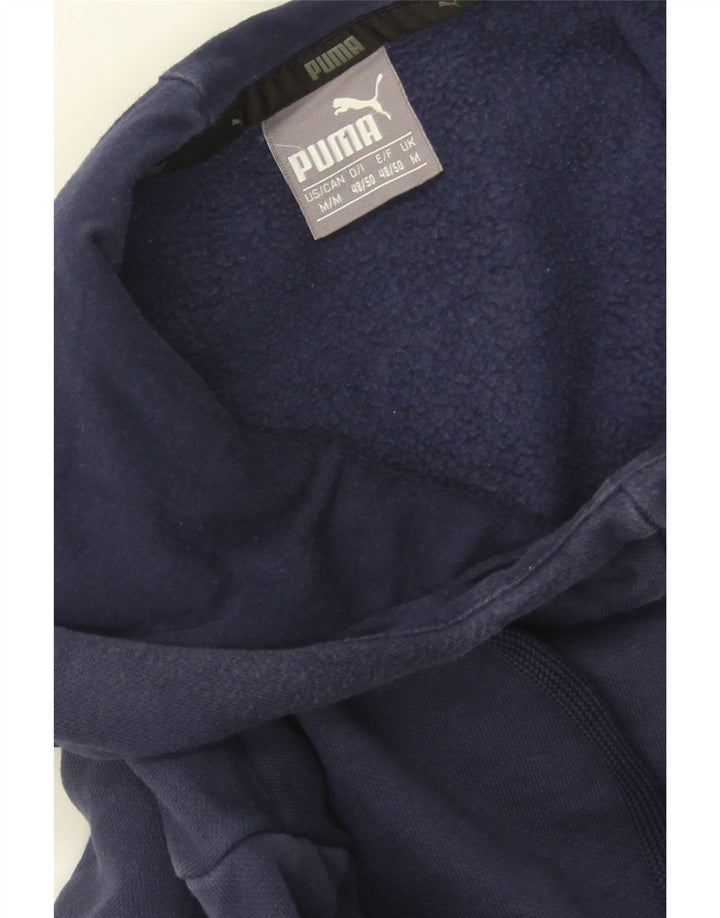 PUMA Mens Graphic Hoodie Jumper Medium Navy Blue Cotton Vintage Puma and Second-Hand Puma from Messina Hembry 
