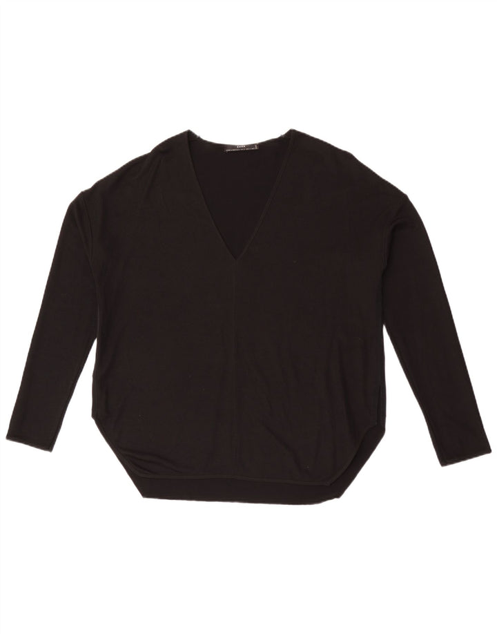 Damski top oversize z długim rękawem Zara UK 10, mały, czarny