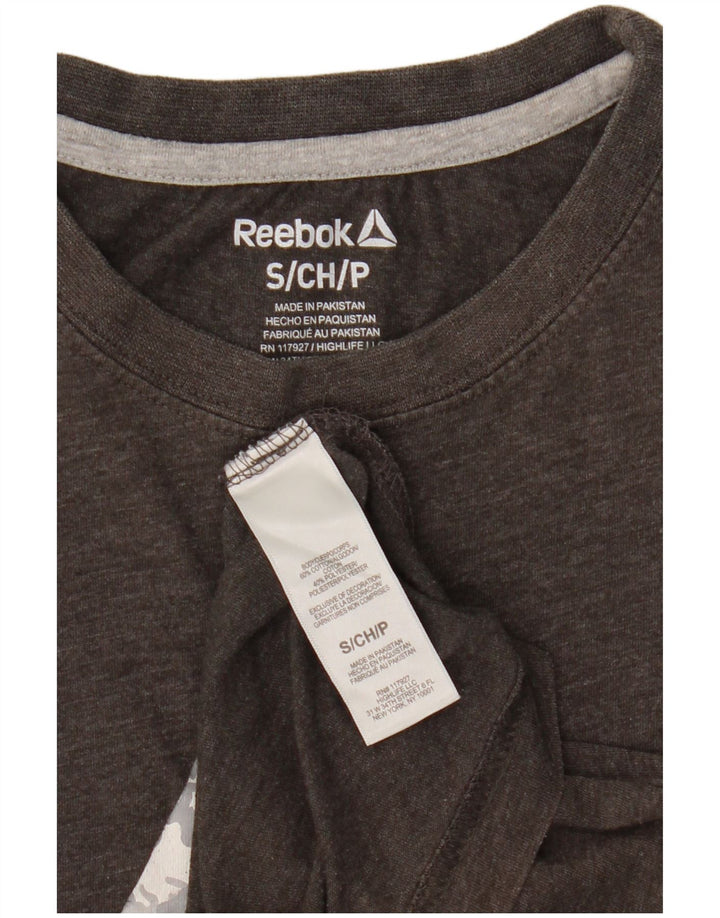 Męski T-shirt Reebok z grafiką, mały, szary, bawełniany