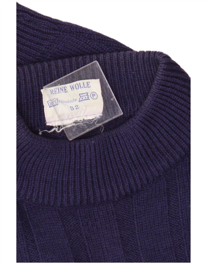 Vintage męski sweter z okrągłym dekoltem EU 52, duża fioletowa wełna