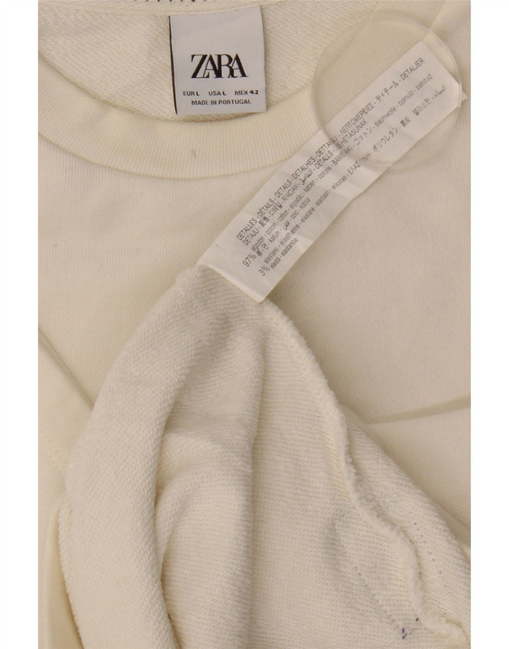 Męska bluza z krótkim rękawem i grafiką Zara, duża, biała, bawełniana
