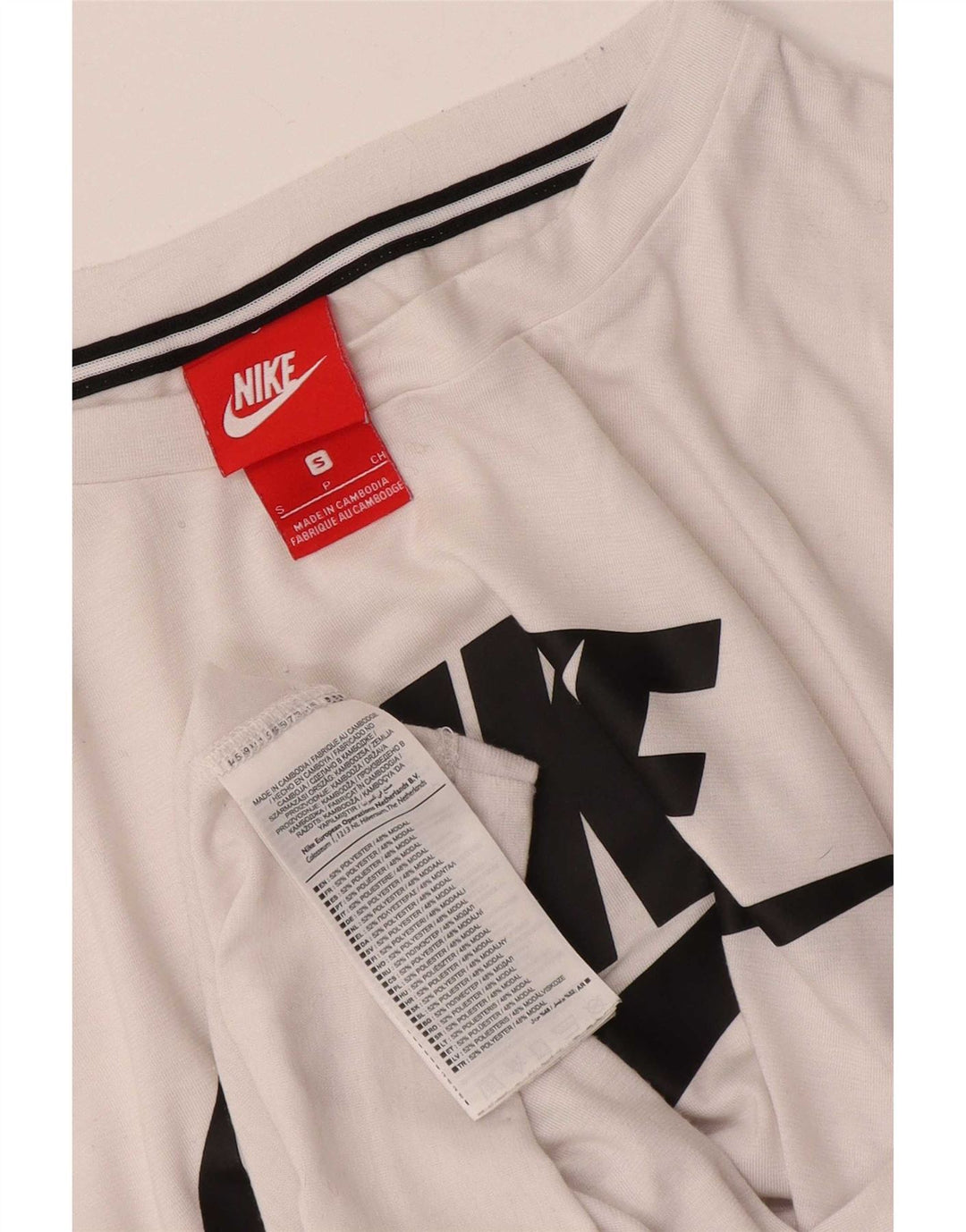 Damska koszulka z grafiką Nike Top UK 10, mała, biała, poliestrowa