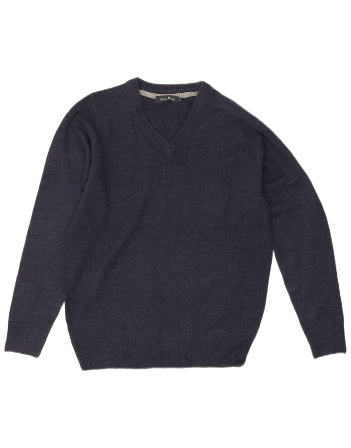Sweter męski James Pringle z dekoltem w szpic, mały, granatowy, akrylowy