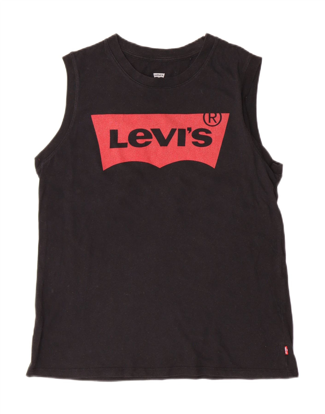 LEVI'S Womens Graphic Vest Top UK 14 Medium Black Vintage Levi's and Second-Hand Levi's from Messina Hembry 