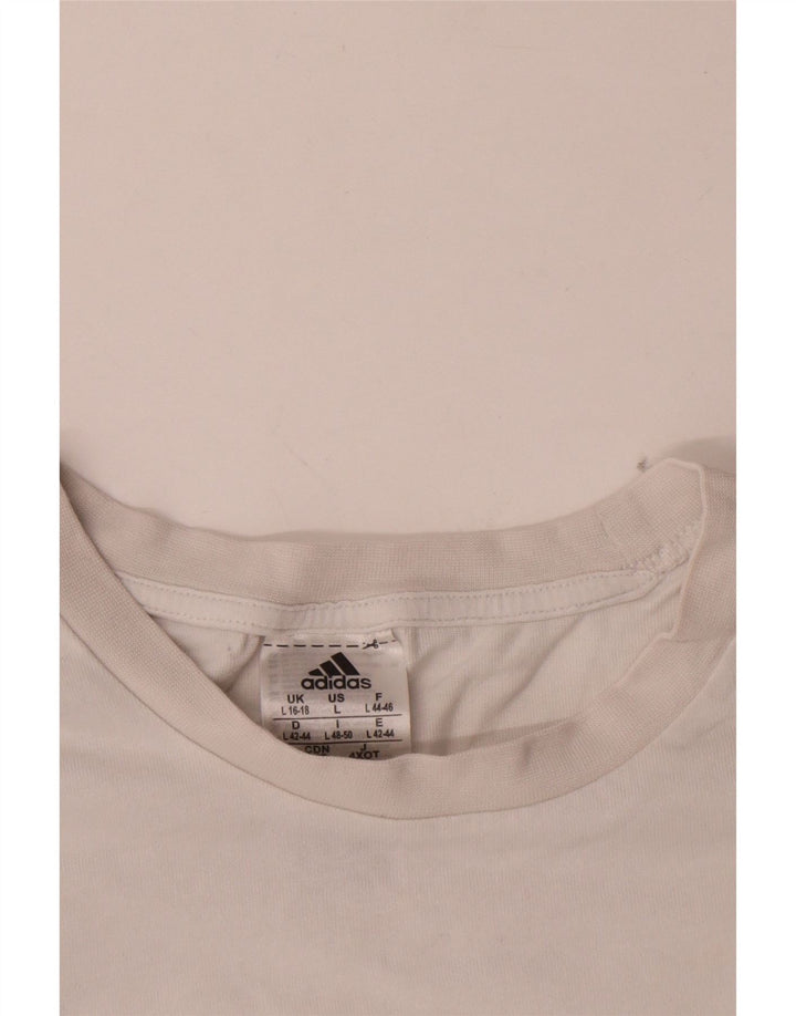 Adidas Damski Top Z Długim Rękawem UK 16/18 Duży Biały Bawełna