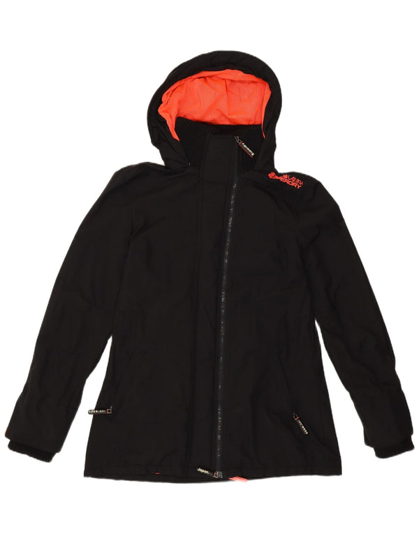 Damska kurtka przeciwdeszczowa Superdry The Windmac z kapturem i luźnym krojem, UK 10, mała czarna