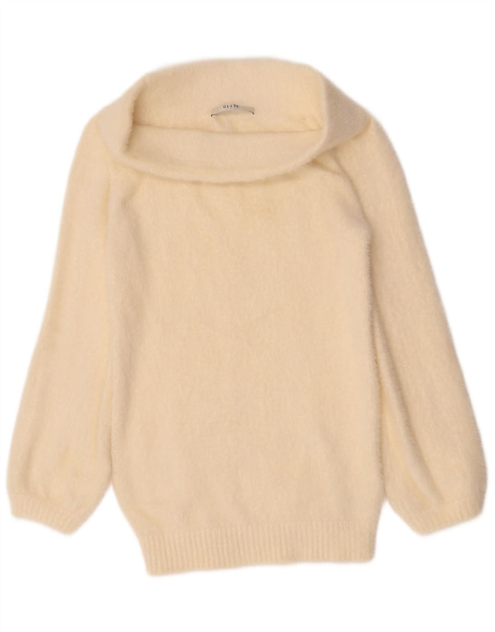 Damski sweter oversize Guess z golfem UK 4 XS w kolorze złamanej bieli, poliamid