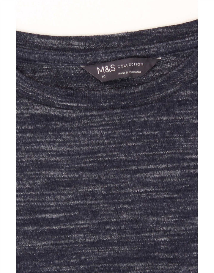 Marks & Spencer Damski top z długim rękawem UK 10, mały, granatowy, nakrapiany