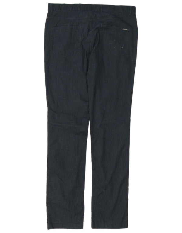 Dkny Mens Slim Casual Trousers W34 L34 Navy Blue Cotton