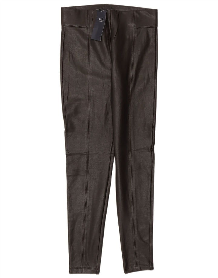 Damskie legginsy Marks & Spencer ze sztucznej skóry UK 8, małe, brązowe, poliestrowe