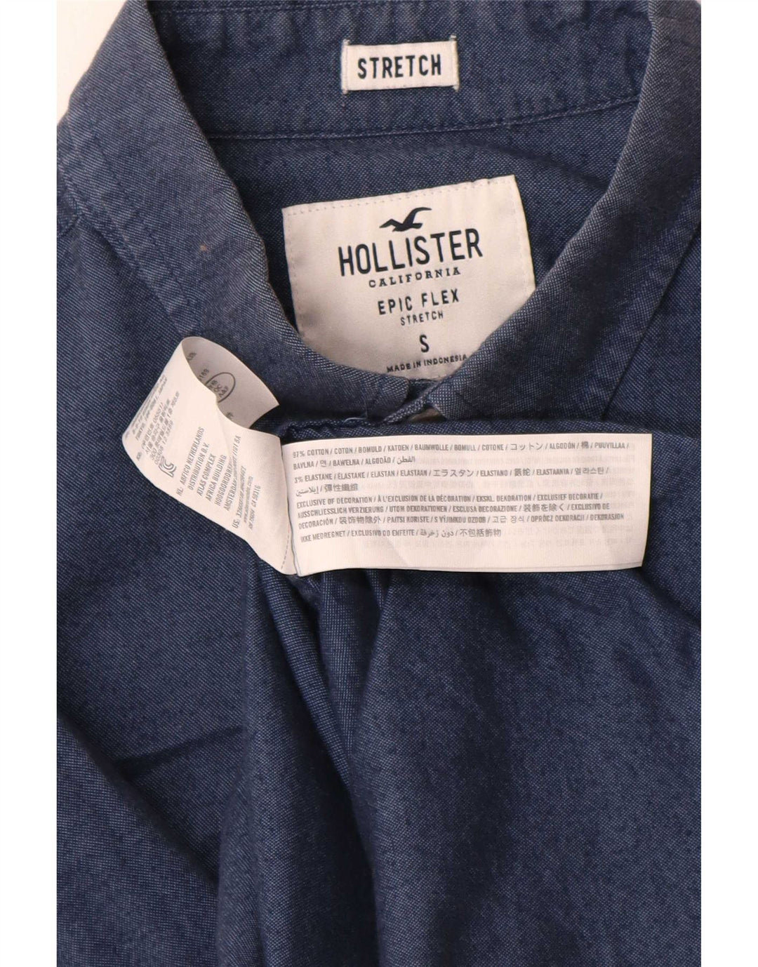 Koszula męska Hollister, mała, bawełniana, granatowa