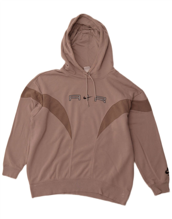 Męski sweter z kapturem NIKE o luźnym kroju z grafiką, mały, brązowy, bawełniany w bloki kolorów