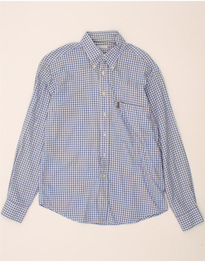 SERGIO TACCHINI Mens Shirt Medium Blue Check Cotton Vintage Sergio Tacchini and Second-Hand Sergio Tacchini from Messina Hembry 