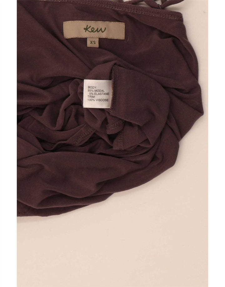 Vintage damski top na ramiączkach UK 4 XS bordowy modal