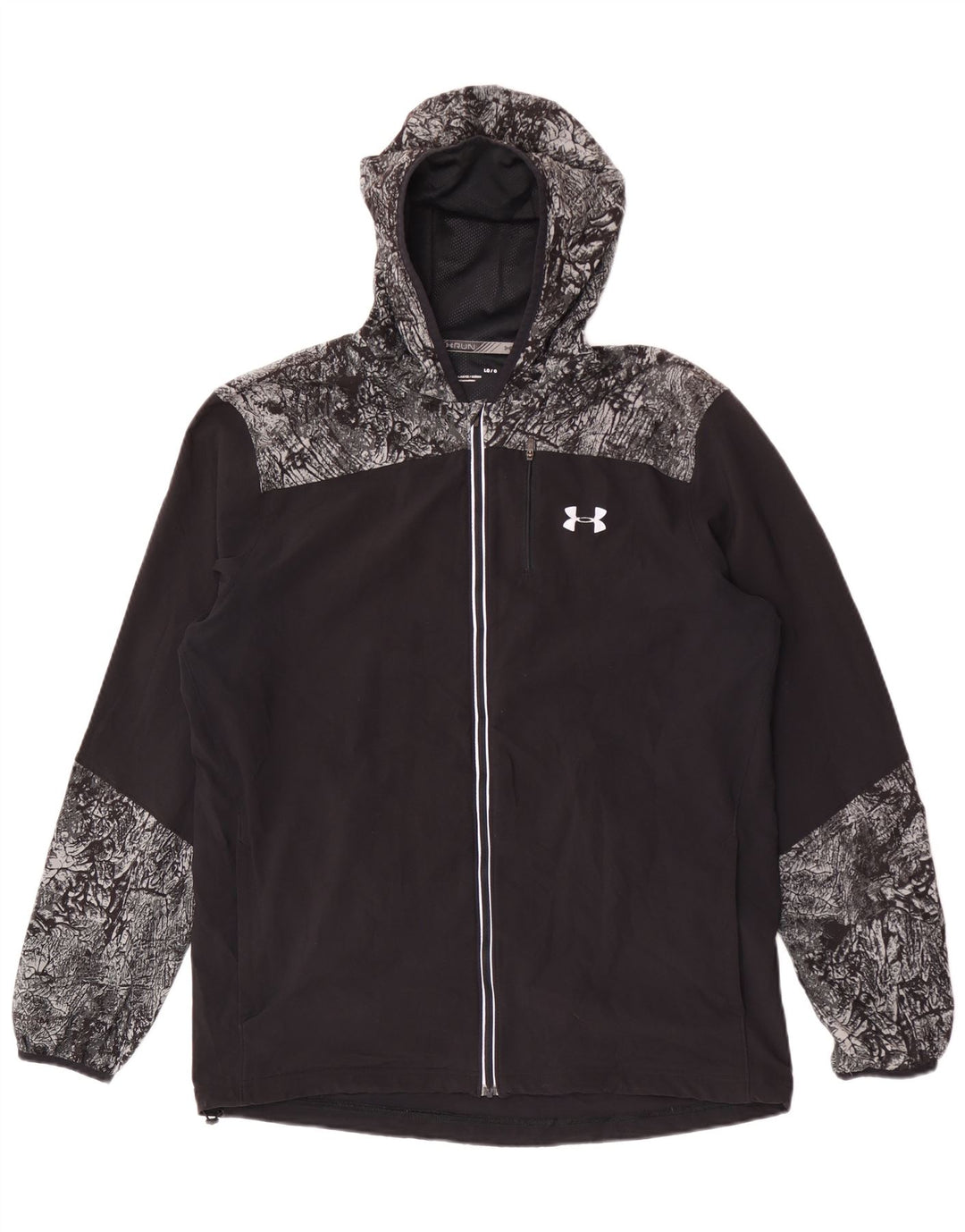 Męska kurtka dresowa do biegania z kapturem Under Armour, duża, czarna, geometryczna