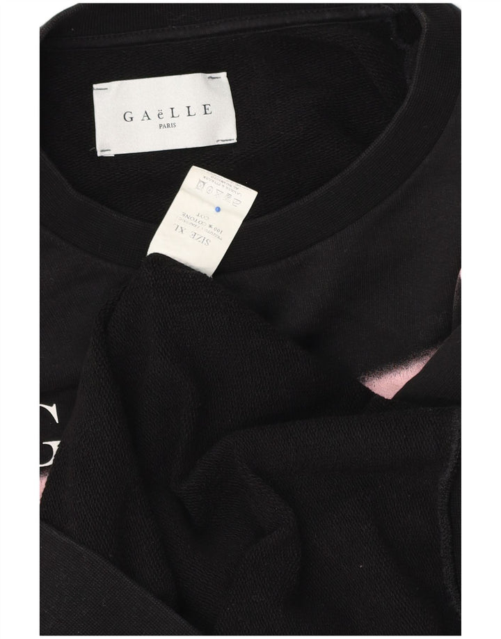 Męski sweter z grafiką GAELLE XL, czarny, bawełniany