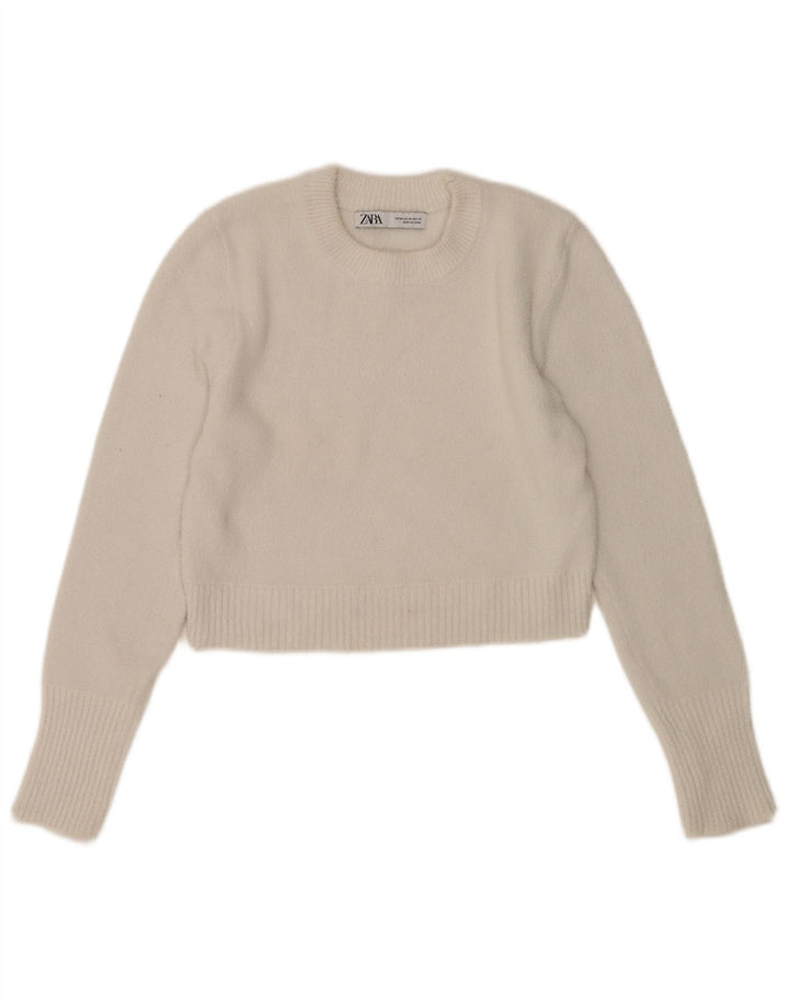 Sweter damski Zara z okrągłym dekoltem UK 12, średni biały