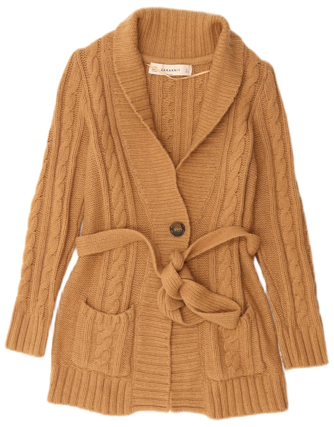 Sweter damski Zara Cardigan UK 10, mały, brązowy nylon