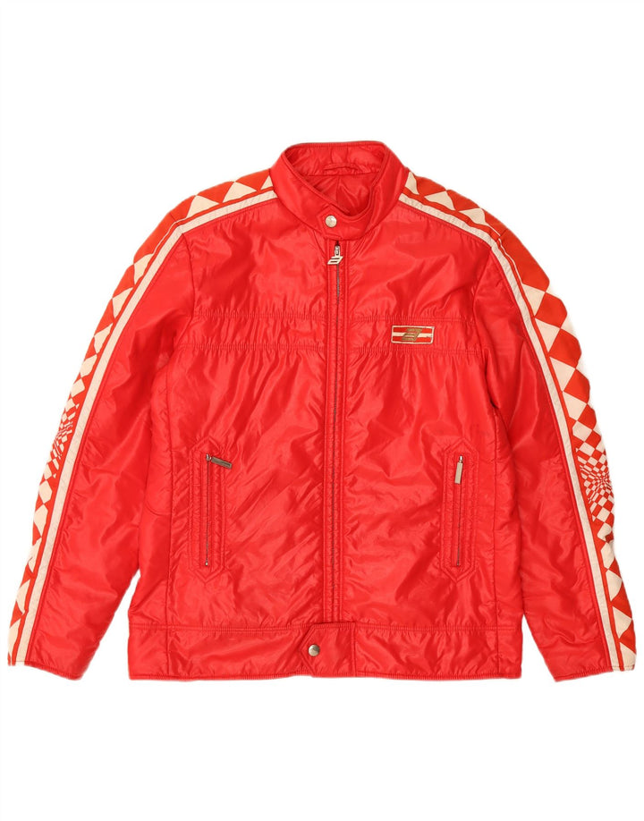 ANBA Mens Graphic Windbreaker Jacket UK 38 Medium Red