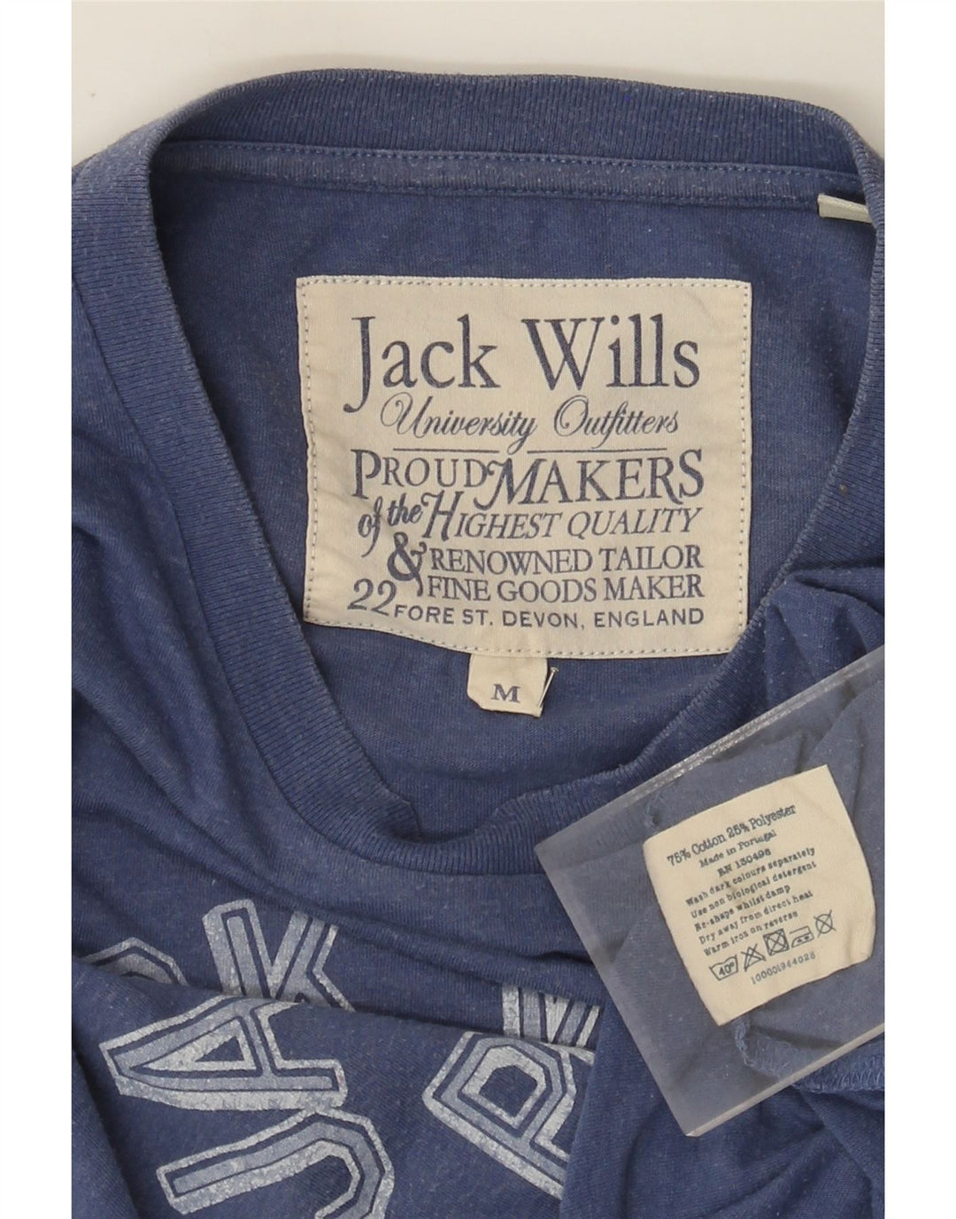 Męska koszulka z grafiką Jack Wills, bawełniana, średnia niebieska