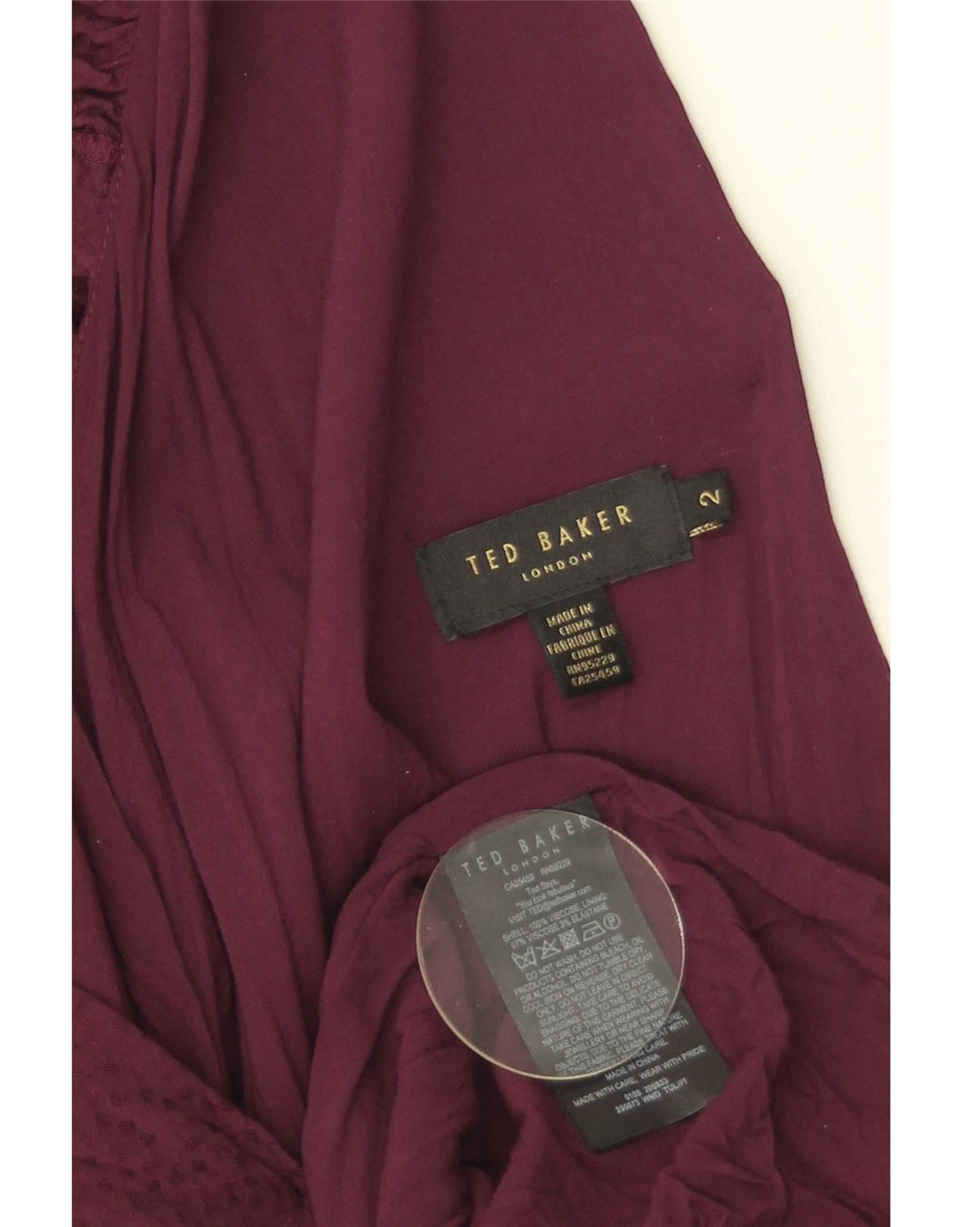 Damska sukienka maxi Ted Baker, rozmiar 2, mała, bordowa wiskoza