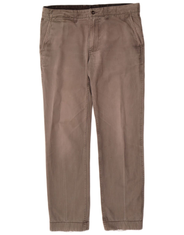 Marks & Spencer Mens Straight Chino Trousers W34 L31 Grey Cotton