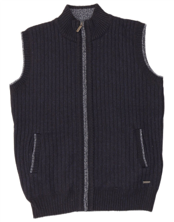 Męski sweter rozpinany Pierre Cardin bez rękawów, średni granatowy poliester