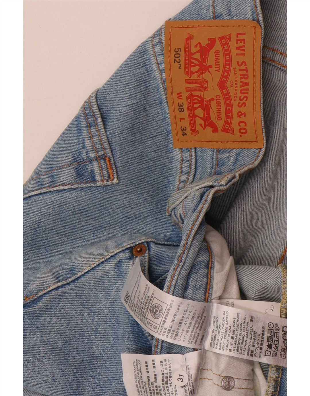 Męskie jeansy Levi's 502 zwężane W38 L31 niebieska bawełna